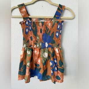 Tan Floral short Stretch Top